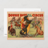 スタントをしている多くの馬を示すサーカスのポスター。 ポストカード (正面/裏面)