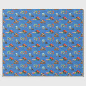 スタントカーモンスタートラック誕生日バッシュウォーターカラー ラッピングペーパー (フラット)