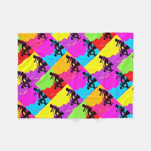 スタントスクーターのトリックスター – スクーター少年 フリースブランケット (正面(横))