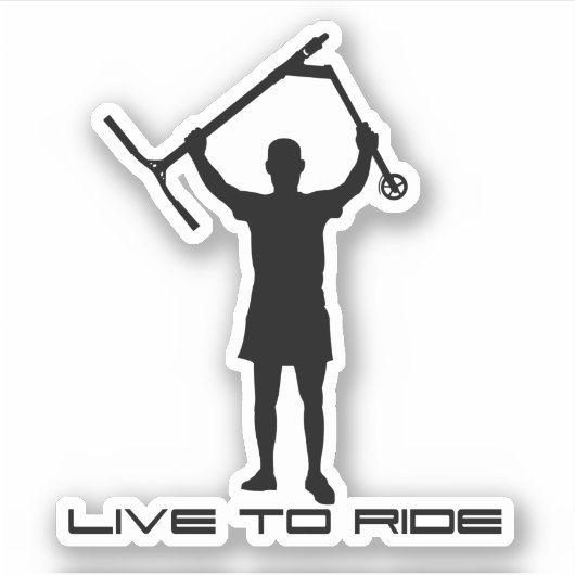 スタントスクーターのライダー。生きて乗る シール (正面)