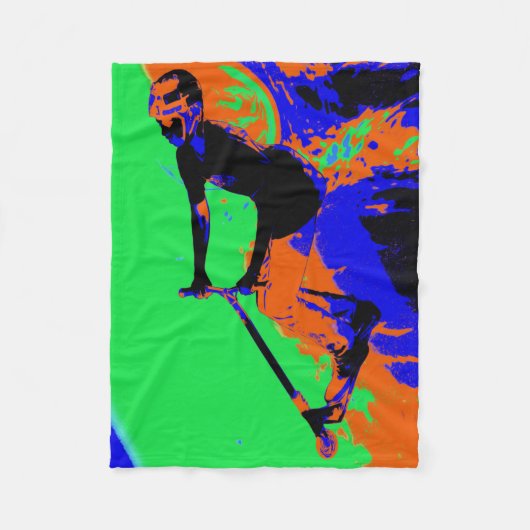 スタントスクータースピードスター – スクーター少年の毛布 フリースブランケット (正面)