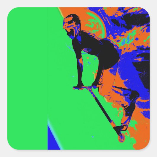 スタントスクータースピードスター – スクーター少年ステッカー スクエアシール (正面)