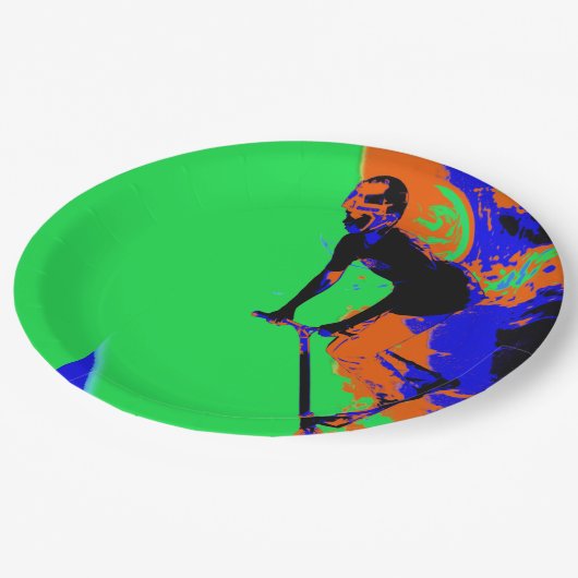 スタントスクータースピードスター – スクーター少年 ペーパープレート (アングル)