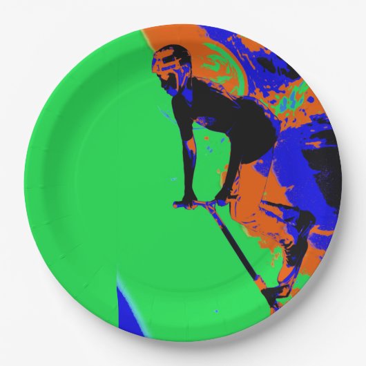 スタントスクータースピードスター – スクーター少年 ペーパープレート (正面)