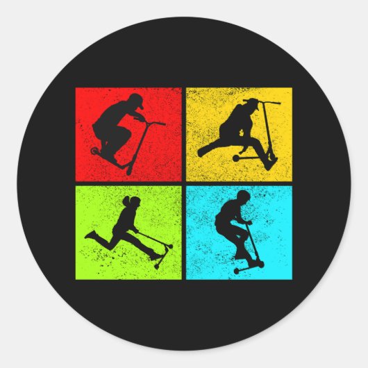 スタントスクーターフリースタイルスクーターライダー ラウンドシール (正面)