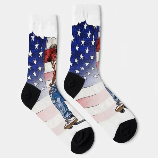 スタントスクーターライダーと米国国旗のソックス ソックス (右)