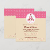 スタンドのカップケーキ（ピンク / クリーム） 招待状 (正面/裏面)