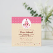 スタンドのカップケーキ（ピンク / クリーム） 招待状 (スタンド正面)