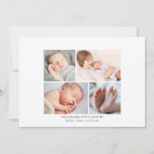 スタンドアウト名モダンスクリプト男の赤ちゃんフォト誕生 案内状 (裏面)