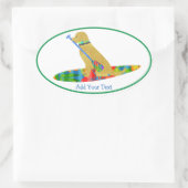 スタンドアップカラフルパドルボードゴールデンレトリバー 楕円形シール (バッグ)