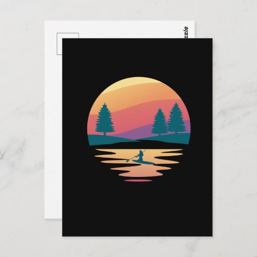 スタンドアップパドリングSUPボードマウンテンレイク、夕日 ポストカード (正面/裏面)