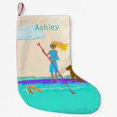 スタンドアップパドルボーディング名テンプレート スモールクリスマスストッキング (正面)