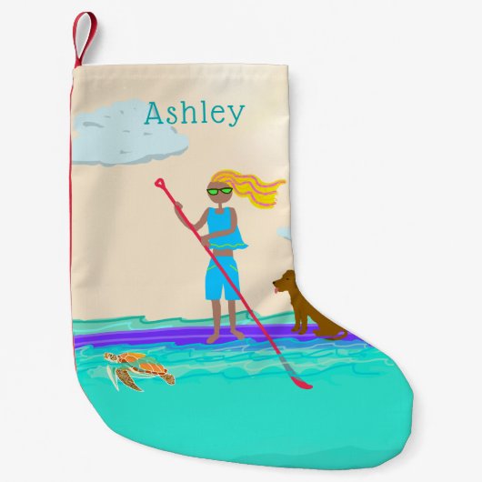 スタンドアップパドルボーディング名テンプレート スモールクリスマスストッキング (正面)