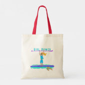 スタンドアップパドルボード女の子犬図解入りの、写真付きの亀 トートバッグ (裏面)