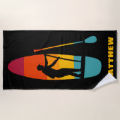 スタンドアップパドルボードSUPサンセットビーパーソナライズされたク ビーチタオル (正面)