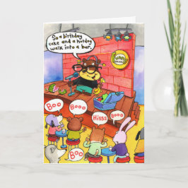 スタンドアップ漫画コメディを行う。群衆のブーイング。 カード