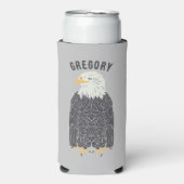 スタンドバルドイーグルイラストレーション パーソナライズされた スリム缶クーラー (Seltzer正面)