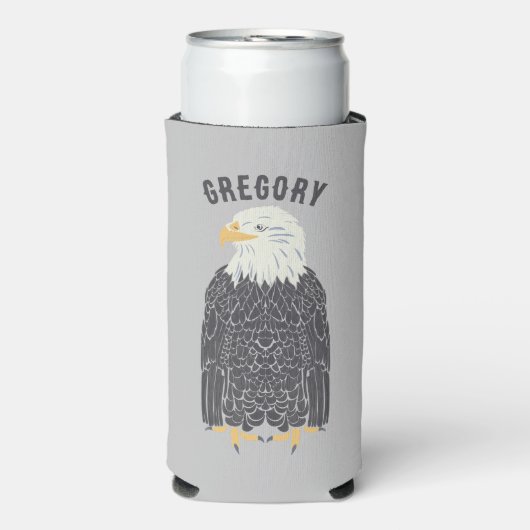 スタンドバルドイーグルイラストレーション パーソナライズされた スリム缶クーラー (Seltzer正面)