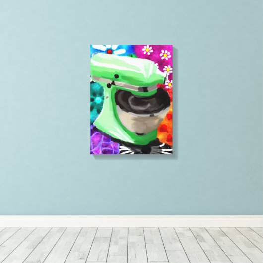 スタンドミキサファンキー抽象芸術アートグリーンピンク キャンバスプリント (インサイチュ (ウッドフロア))