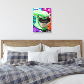 スタンドミキサファンキー抽象芸術アートグリーンピンク キャンバスプリント (インサイチュ (寝室))