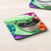 スタンドミキサファンキー抽象芸術アートグリーンピンク コースター (左側)