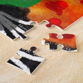 スタンドミキサファンキー抽象芸術アートグリーンピンク ジグソーパズル (側面)