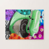 スタンドミキサファンキー抽象芸術アートグリーンピンク ジグソーパズル (横)