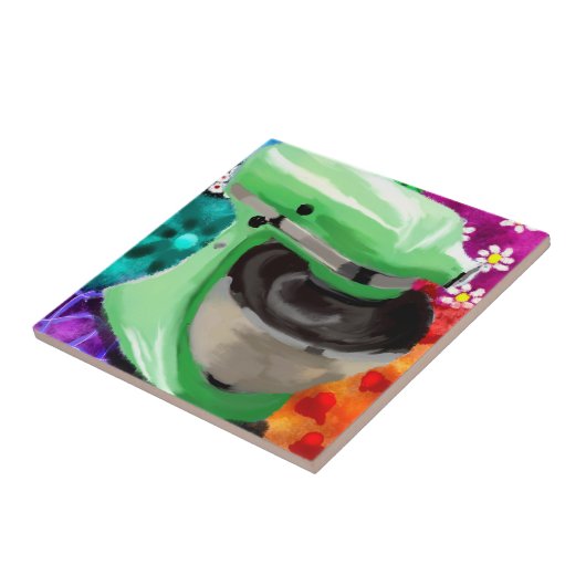 スタンドミキサファンキー抽象芸術アートグリーンピンク タイル (側面)