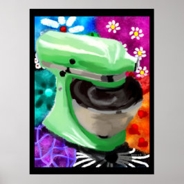 スタンドミキサファンキー抽象芸術アートグリーンピンク ポスター