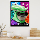 スタンドミキサファンキー抽象芸術アートグリーンピンク ポスター (キッチン)