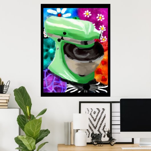 スタンドミキサファンキー抽象芸術アートグリーンピンク ポスター (ホームオフィス)