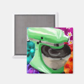 スタンドミキサファンキー抽象芸術アートグリーンピンク マグネット (正面/裏面)