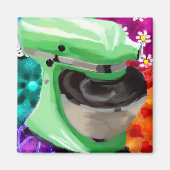 スタンドミキサファンキー抽象芸術アートグリーンピンク マグネット (正面)