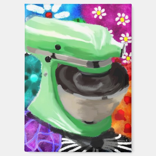 スタンドミキサファンキー抽象芸術アートグリーンピンク マグネット (正面)