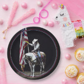 スタンピード祈りの言葉(赤、白、青縁ど) ペーパープレート (パーティー)