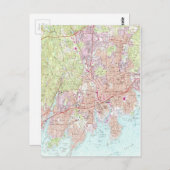 スタンフォードコネチカットの地図（1987年） ポストカード (正面/裏面)