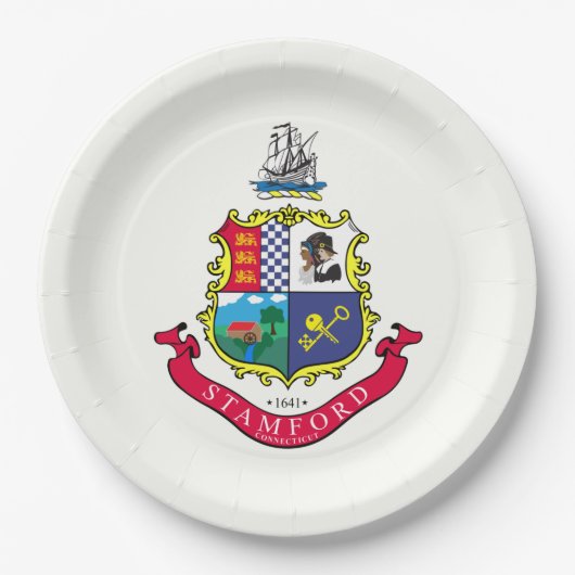 スタンフォード国旗（コネチカット） ペーパープレート (正面)