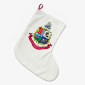 スタンフォード国旗(コネチカット) ラージクリスマスストッキング (正面 (吊り時))