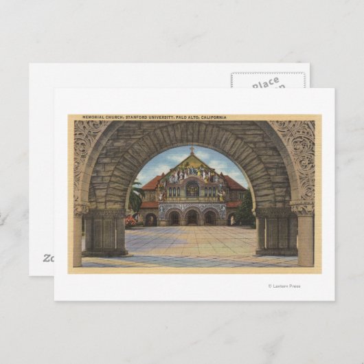 スタンフォードU記念教会のビュー。 ポストカード (正面/裏面)