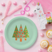 スタンプされたクリスマスグローブオングリーン紙プレート ペーパープレート (パーティー)