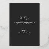 スタンプされたハートの金ゴールドと結婚の写真ありがとう 箔招待状 (裏面)