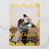 スタンプされたフローラフレーム写真 箔シーズンカード (正面)