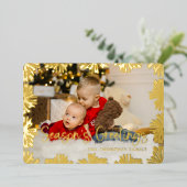 スタンプされたフローラフレーム写真 箔シーズンカード (立ち正面)
