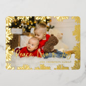 スタンプされたフローラフレーム写真 箔シーズンカード (正面)