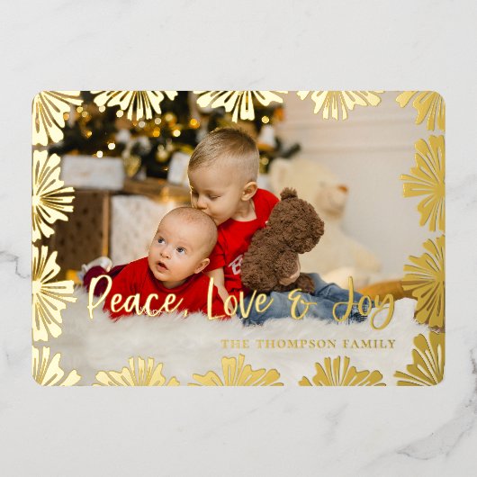 スタンプされたフローラフレーム写真 箔シーズンカード (正面)