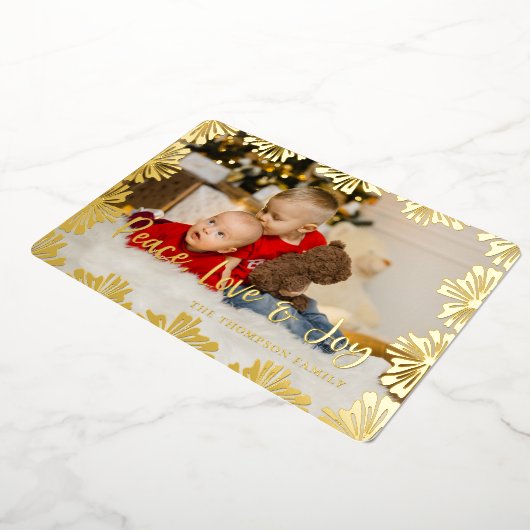 スタンプされたフローラフレーム写真 箔シーズンカード (回転した状態)