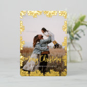 スタンプされたフローラフレーム写真 箔シーズンカード (立ち正面)