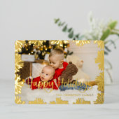 スタンプされたフローラフレーム写真 箔シーズンカード (立ち正面)