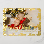 スタンプされたフローラフレーム写真 箔シーズンカード (正面)