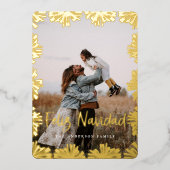 スタンプされたフローラフレーム写真 箔シーズンカード (正面)